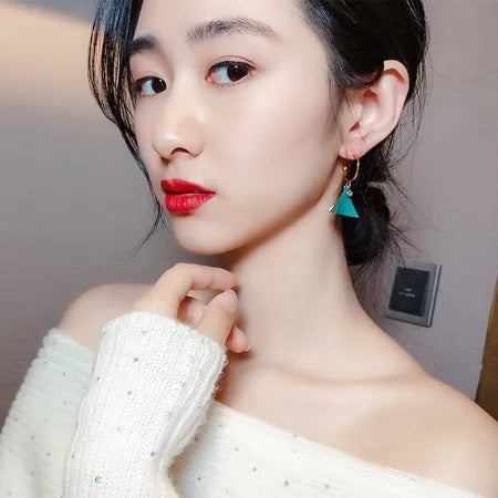 Morandi color geometric earrings female long earrings