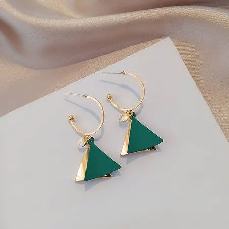 Morandi color geometric earrings female long earrings