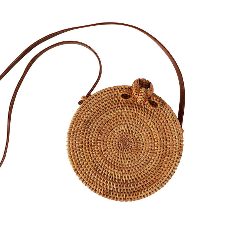 New Bali rattan Woven bag Vintage Straw woven Beach Travel crossbody Bag Hand-made brown woven bag 693 Item Picture