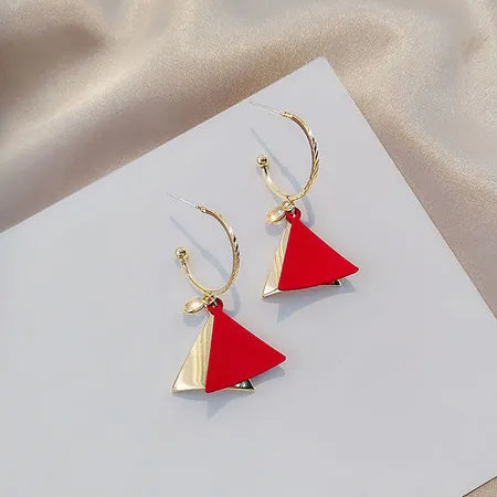 Morandi color geometric earrings female long earrings