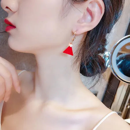 Morandi color geometric earrings female long earrings