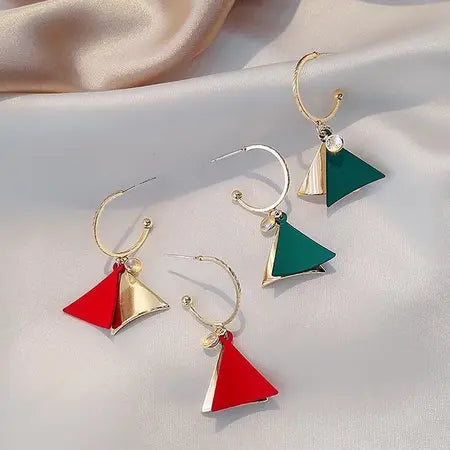 Morandi color geometric earrings female long earrings