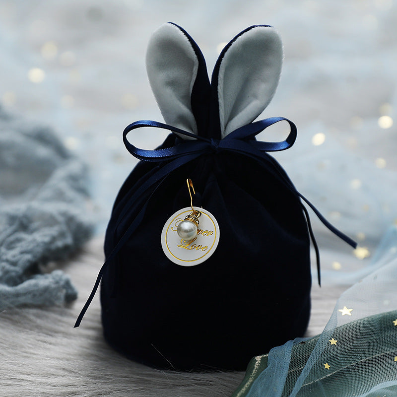 Velvet candy bag Wedding flannelette Rabbit ears candy bag Wedding candy box with gift carrying cloth bag return gift 111 details Picture