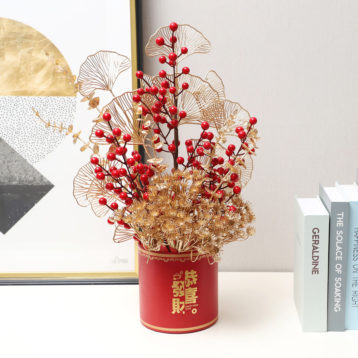 Air bin simulation red fruit New Year decoration rich fruit New Year blessing bucket decoration Christmas Holly red fruit fake flower wholesale 447